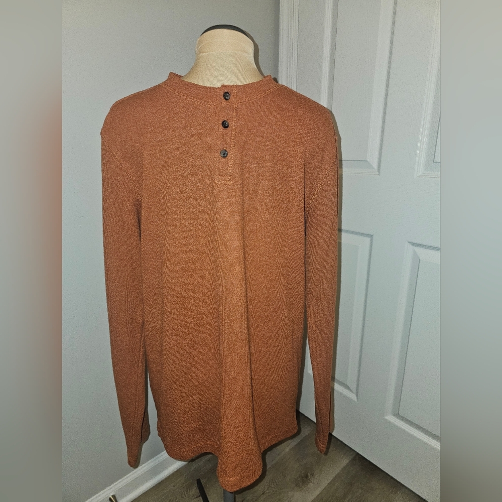 St. John's Bay Men's Long Sleeve Thermal Rust Crewneck Sweater Sz M